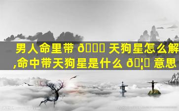 男人命里带 🐋 天狗星怎么解,命中带天狗星是什么 🦊 意思